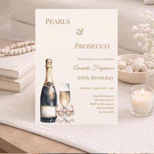 Parels Prosecco ivoorkleurige strik elegante verja Kaart