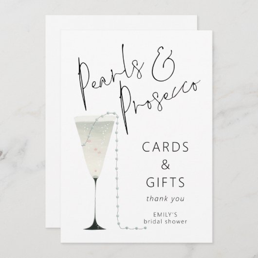 Parels Prosecco Kaarten Geschenken Vrijgezellenfee (Voorkant / Achterkant)