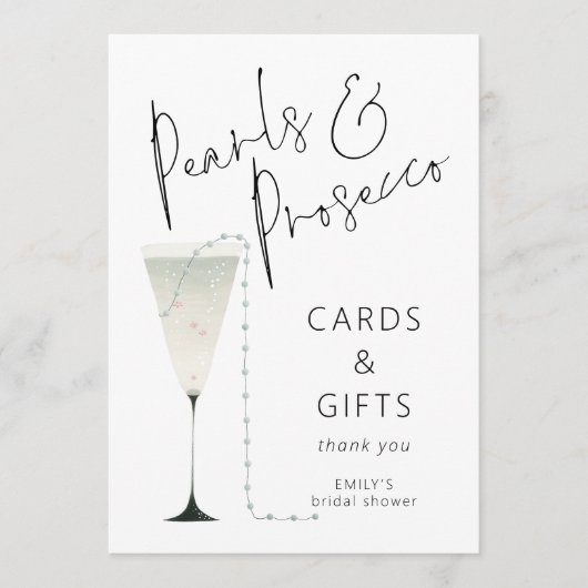 Parels Prosecco Kaarten Geschenken Vrijgezellenfee (Voorkant)