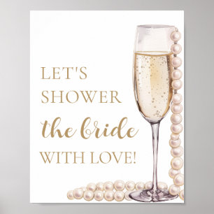 Parels Prosecco Laten we de bruid met liefde douch Poster