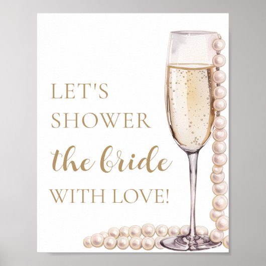 Parels Prosecco Laten we de bruid met liefde douch Poster (Voorkant)