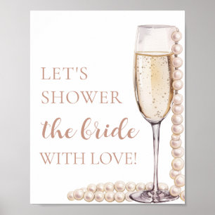 Parels Prosecco Laten we de bruid met liefde douch Poster