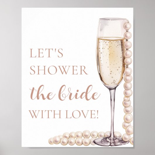 Parels Prosecco Laten we de bruid met liefde douch Poster (Voorkant)