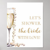 Parels Prosecco Laten we de bruid met liefde douch Poster (Voorkant)