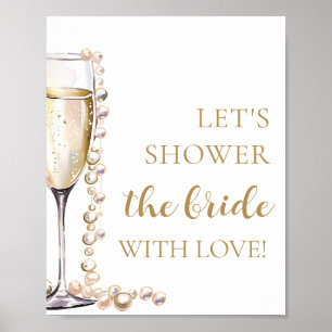 Parels Prosecco Laten we de bruid met liefde douch Poster