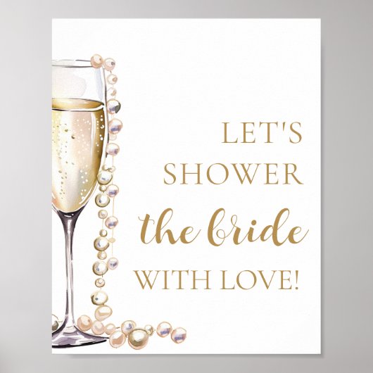 Parels Prosecco Laten we de bruid met liefde douch Poster (Voorkant)