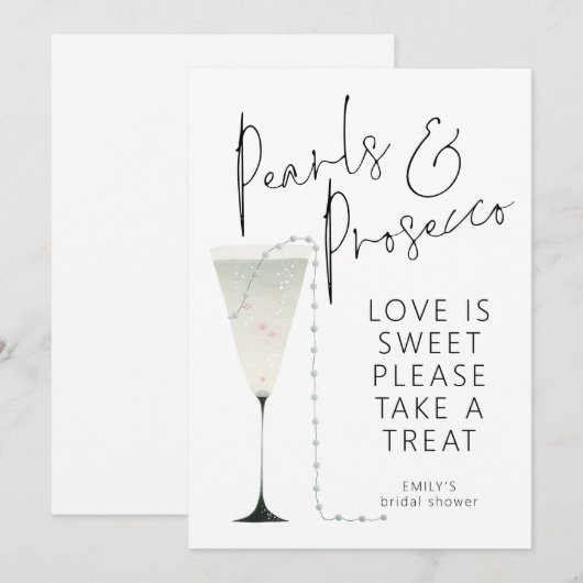 Parels Prosecco Liefde is Sweet Vrijgezellenfeest  Kaart (Voorkant / Achterkant)