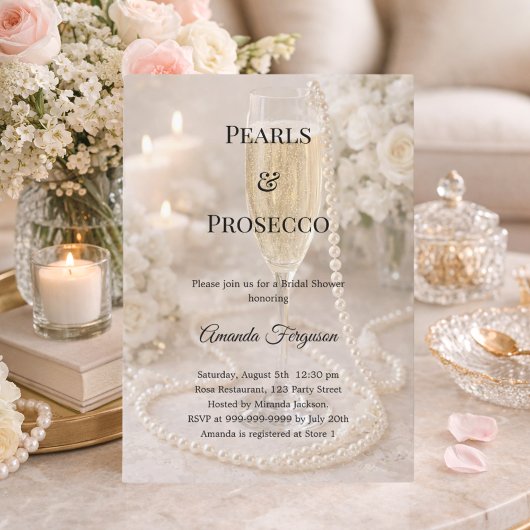 Parels Prosecco luxe Bruidsmeisjesborrel Kaart
