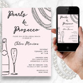 Parels & Prosecco Modern Blush Roze Bruids Brunch Kaart