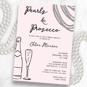 Parels & Prosecco Modern Blush Roze Bruids Brunch Kaart