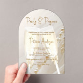 Parels & Prosecco Modern Elegant Vrijgezellenfeest Acryl Uitnodigingen (Insitu (Draagbaar))