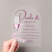 Parels & Prosecco Modern Elegant Vrijgezellenfeest Acryl Uitnodigingen (Insitu (Draagbaar))