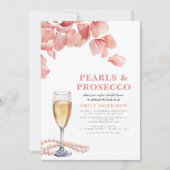 Parels & Prosecco Modern Roze Bloemen Vrijgezellen Kaart (Voorkant)