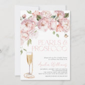 Parels & Prosecco Modern Roze Bloemen Vrijgezellen Kaart (Voorkant)