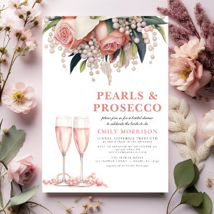 Parels & Prosecco Modern Roze Bloemen Vrijgezellen Kaart