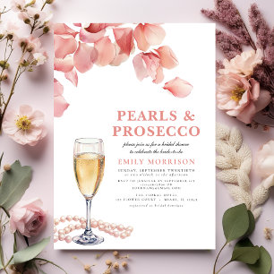 Parels & Prosecco Modern Roze Bloemen Vrijgezellen Kaart