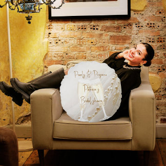 Parels & Prosecco Moderne Elegante Bruids-Shower Rond Kussen