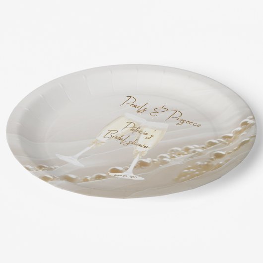 Parels & Prosecco Moderne Elegante Bruidsmeisje Bo Papieren Bordje (Gekanteld)