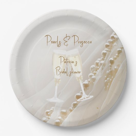 Parels & Prosecco Moderne Elegante Bruidsmeisje Bo Papieren Bordje (Voorkant)