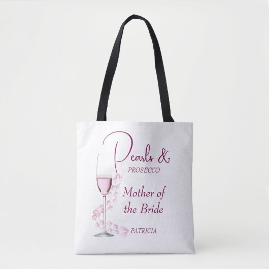 Parels Prosecco Moeder van de Bruid Bruiloft Feest Tote Bag (Voorkant)