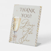 Parels & Prosecco Neem een gunstteken Reclamebord Met Voetstuk (Voorkant)