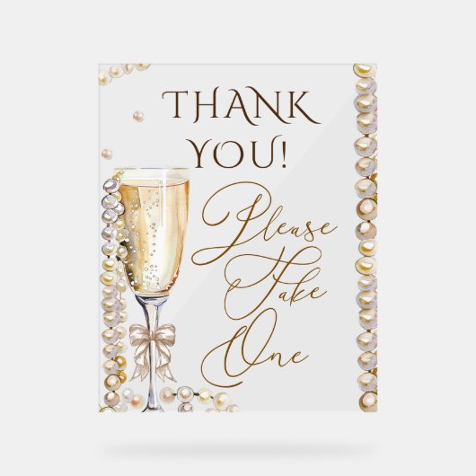 Parels & Prosecco Neem er alsjeblieft een Acryl Bord (Voorkant)