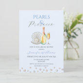 Parels Prosecco Pearlcore Blauw Vrijgezellenfeest Kaart (Staand voorkant)