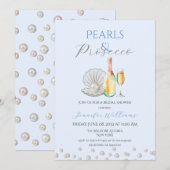 Parels Prosecco Pearlcore Blauw Vrijgezellenfeest Kaart (Voorkant / Achterkant)