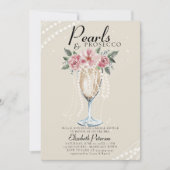 Parels Prosecco Petals Ivoor Brunch Vrijgezellenfe Kaart (Voorkant)