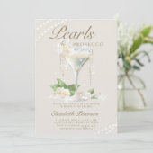 Parels Prosecco Petals Ivoor Elegant Vrijgezellenf Kaart (Staand voorkant)