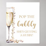 Parels Prosecco Pop The Bubble Ze krijgt Hubby Poster<br><div class="desc">"Pop the Bubble, She's Getting a Hubby" is een leuke en feestelijke manier om de aanstaande huwelijksvoltrekking van de bruid te vieren. Met het elegante thema parels en prosecco voegt deze activiteit een vleugje verfijning toe aan het vrijgezellenfeest of vrijgezellenfeest. Gasten kunnen genieten van het knallen van champagne- of proseccoflessen...</div>