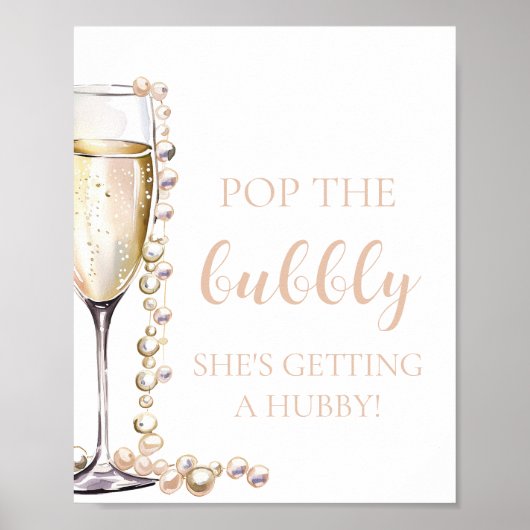 Parels Prosecco Pop The Bubble Ze krijgt Hubby Poster (Voorkant)