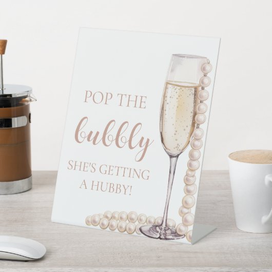 Parels Prosecco Pop The Bubble Ze krijgt Hubby Reclamebord Met Voetstuk (Insitu)