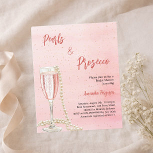 Parels Prosecco roze Bruids Douche uitnodiging