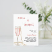 Parels Prosecco roze Bruids Douche uitnodiging (Staand voorkant)