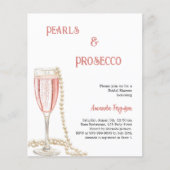 Parels Prosecco roze Bruids Douche uitnodiging (Voorkant)