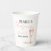 Parels & Prosecco Roze Bruidsdiner Papieren Bekers (Achterkant)