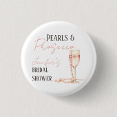 Parels & Prosecco Roze Bruidsdiner Ronde Button 3,2 Cm (Voorkant)
