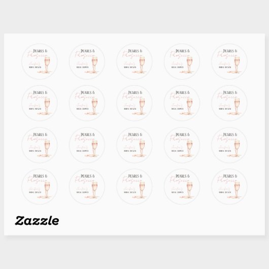 Parels & Prosecco Roze Bruidsdiner Ronde Sticker (Vel)