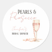 Parels & Prosecco Roze Bruidsdiner Ronde Sticker (Voorkant)