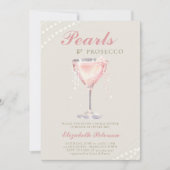 Parels Prosecco Roze Bruisende Ivoor Bruidsdouche Kaart (Voorkant)