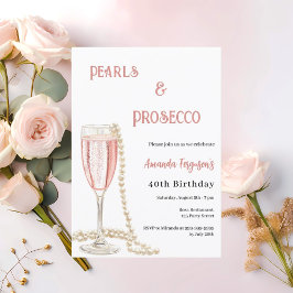 Parels Prosecco roze bubbels verjaardag Kaart