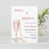 Parels Prosecco roze bubbels verjaardag Kaart (Staand voorkant)