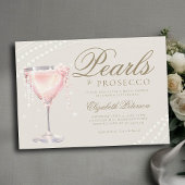 Parels Prosecco Roze Bubble Ecru Vrijgezellenfeest Kaart