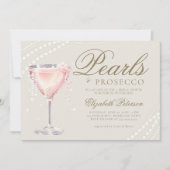 Parels Prosecco Roze Bubble Ecru Vrijgezellenfeest Kaart (Voorkant)