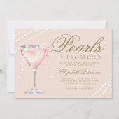 Parels Prosecco Roze Bubbly Perzik Vrijgezellenfee Kaart (Voorkant)