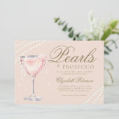 Parels Prosecco Roze Bubbly Perzik Vrijgezellenfee Kaart (Staand voorkant)