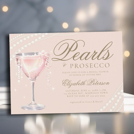 Parels Prosecco Roze Bubbly Perzik Vrijgezellenfee Kaart
