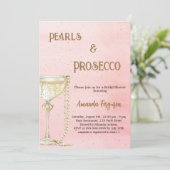 Parels Prosecco roze elegant Vrijgezellenfeest Kaart (Staand voorkant)