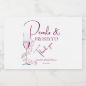 Parels & Prosecco Roze Elegante Bruiloftfeest Sparkling Wijnetiket (Enkel label)